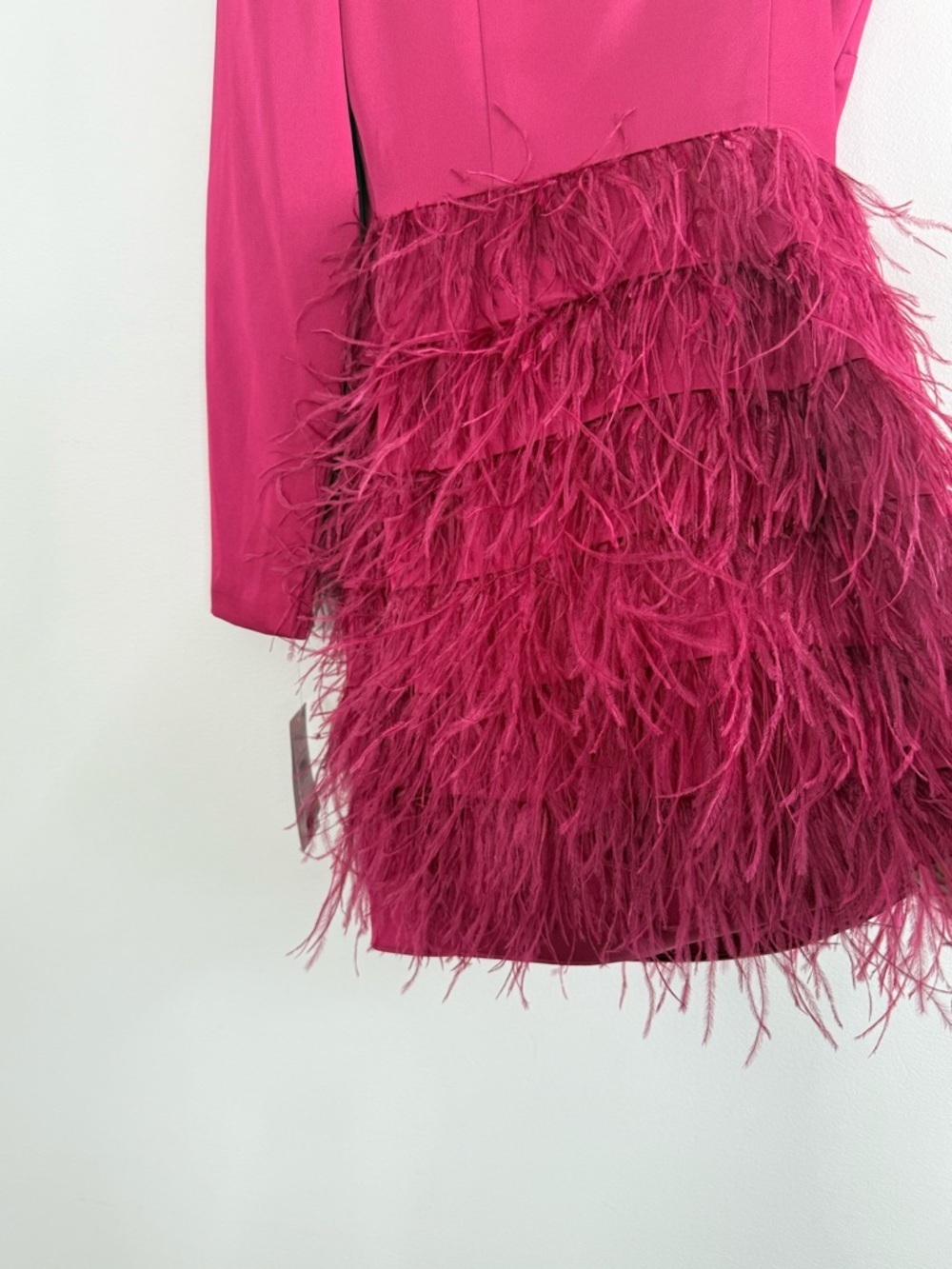 Liv Foster Asymmetric Feathered Satin Minidress Size 0 - Picture 10 of 13